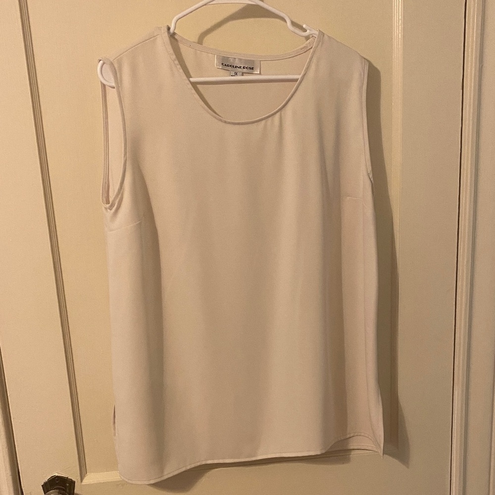 Caroline Rose Sleeveless Cream Tank Top